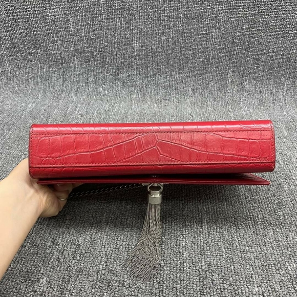 100% Authentic Saint Laurent Kate Monogramme Red Leather Shoulder Bag - Picture 5 of 13